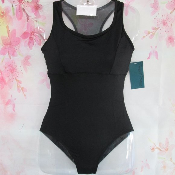 Leotard New Women's LA Fits MA Dance Ballet Jazz Black Danshuz Racerback Mesh - Picture 2 of 4
